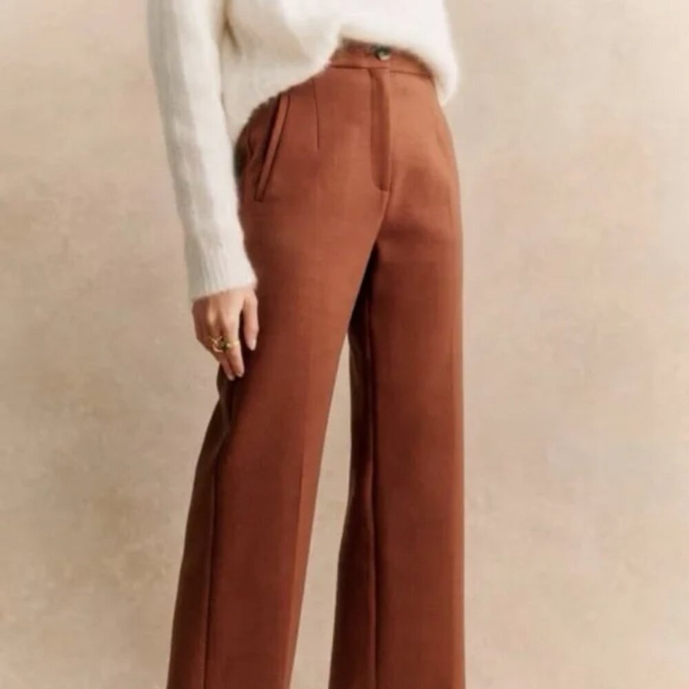 Sezane Martin Crop Trousers Hazelnut - Size 4